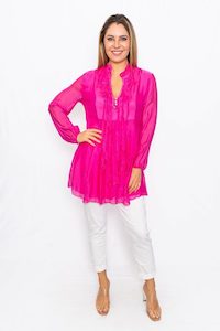 The Italian Closet: The Italian Closet | Fuchsia Romantic Silk Tunic