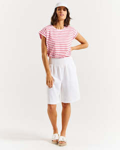 New Arrivals: Betty Basics | White - Lee Bermuda Short