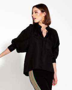 Fate Becker: Fate + Becker | Black - Heritage Linen Batwing Blouse