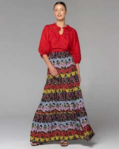 Fate Becker: Fate + Becker | Bouquet Stripe - Polaroids Maxi Skirt