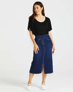 Betty Basics | Midnight Denim - Shelby Stretch Denim Skirt Curve