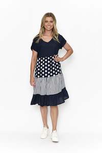 Orientique | Nadia V Neck Dress Linen Print Mix