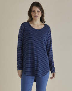 Betty Basics: Betty Basics | Megan Long Sleeve - Blue Stripe
