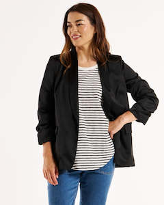 Betty Basics | Black - Jayde Satin Blazer