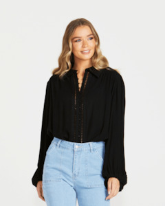 Sass: Sass | Black - Chapel Trim Shirt