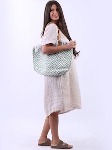 The Cottage Collection | Green Zig Zag Canvas Bag