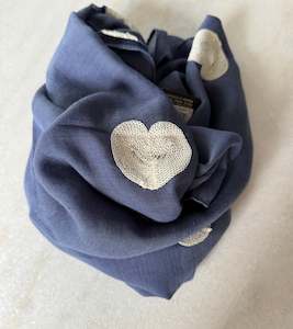 The Cottage Collection Scarf| Hearty Heart Heart - Denim