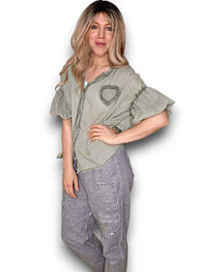 Tops 1: Helga May | Sage Heart Shirt