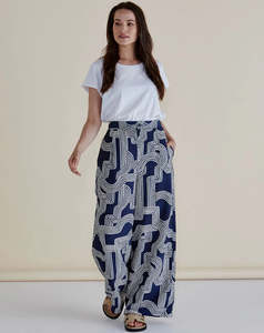 Betty Basics | Zander Pant - Navy Geo