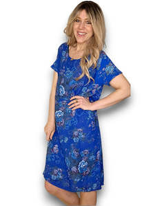 All Dresses: Helga May | Cobalt Twirl Rose Jungle Dress