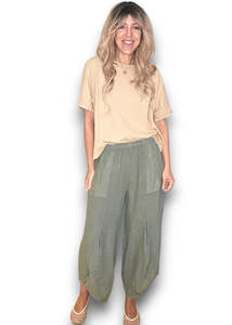 Helga May: Helga May | Forest Mini Button Linen Pant