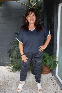 Pants: Betty Basics | Kenzie Jogger - Polka Dot