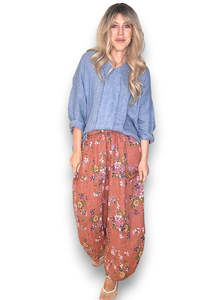 Pants: Helga May | Brick Wild Daisy Barrel Linen Pants