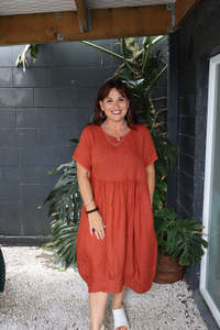 Linen: The Cottage Collection | Blake Linen Dress - Rust