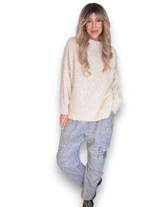 Helga May | Chenille Polo Sweater - Vanilla