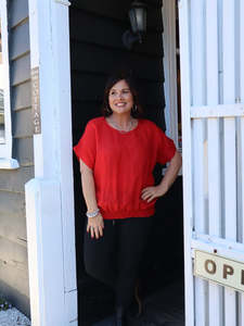 Loved By Me - Red Delight - Linen Top