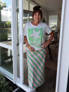 All Skirts: Loved By Me - Be My Candy - Pink & Green Stripe Skirt