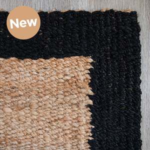 Woven-Border Jute Mats - Natural/Black