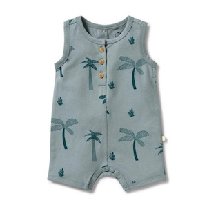 Children Clothing: Wilson & Frenchy - Palm Days Organic Henley Growsuit -