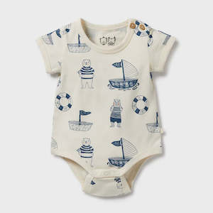 Wilson & Frenchy - Nautical Bear Organic Bodysuit
