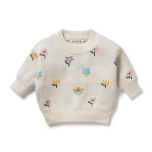 Wilson & Frenchy - Organic Knitted Jacquard Jumper - Flower Pop