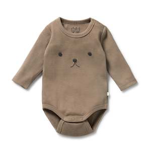 Wilson & Frenchy -Organic Rib Long Sleeved Bodysuit - Walnut