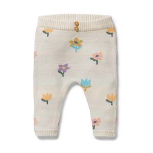 Wilson & Frenchy - Organic Knitted Jacquard Legging - Flower Pop