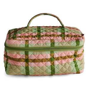 Kip & Co - Toiletry Case - Pistachio Tartan Quilted Cotton