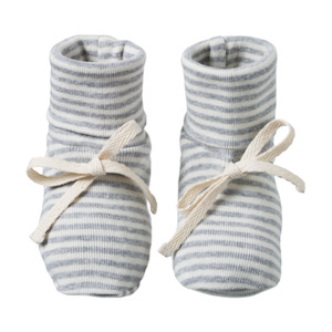 Nature Baby: Nature Baby - Booties - Grey Marl Stripe