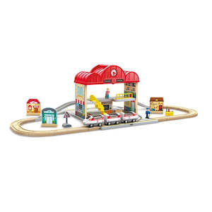 Toys: Hape- Portable Train Station
