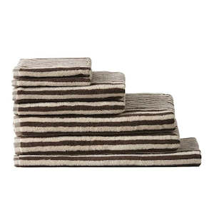 Citta Design: Citta - Wide Stripe Cotton Hand Towel - Cocoa/Bone