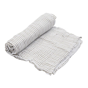 Little Unicorn- Single Cotton Muslin Swaddle - Grey Stripe