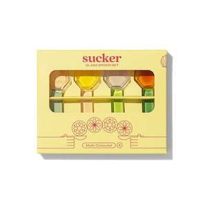 Eco: Sucker - Glass Spoon Set - Multi Colour
