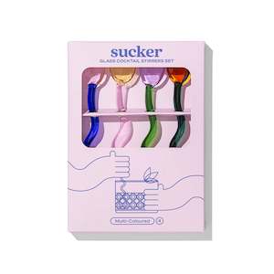 Sucker - Glass Cocktail Stirrers Set - Multi Colour