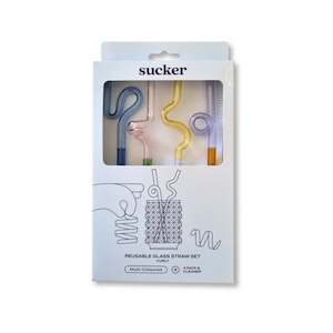 Eco: Sucker - Curly Glass Straw Set