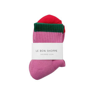 Socks: Le Bon Shoppe Socks - Colour Block Girlfriend - Rose Green