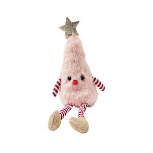 Fluffy Christmas Tree Sitting Decoration - Pink - Small