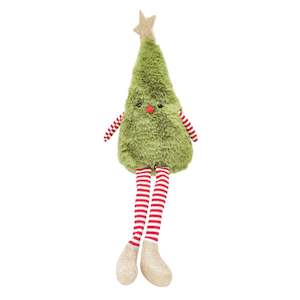 Fluffy Christmas Tree Sitting Decoration - Green