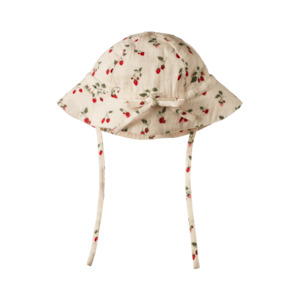 Hats 1: Nature Baby - Crinkle Muslin Sunhat - Strawberry Blush Print