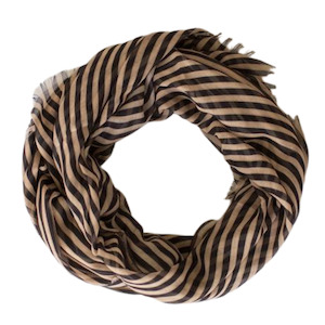 Sophie- Stripes Maxi Scarf Camel Black