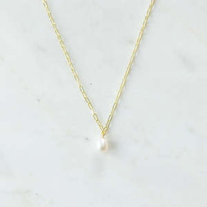Sophie: Pearl Drop Mini Link Necklace