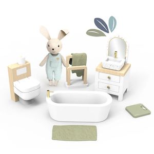Wooden Toys: Speedy Monkey - Doll House Bathroom + 1 Character