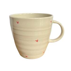Kitchenware: Brogan Handmade Pottery - Mug - Pink Hearts