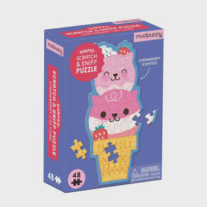 Scratch & Sniff - Strawberry Cat Cone Shaped 48pc Mini Puzzle