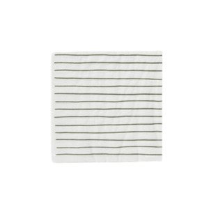 Citta- Stripe Napkin 20 Pack - White/Olive