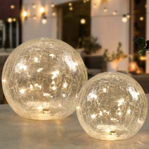 Gift Ideas: Glass Orb - Silver Crackle - 15cm