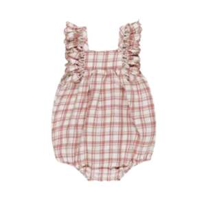 Quincy Mae - Maya Romper - Pink Plaid - Pink