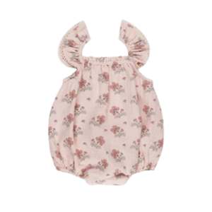 Quincy Mae - Bonnie Romper - Vintage Floral - Bubblegum