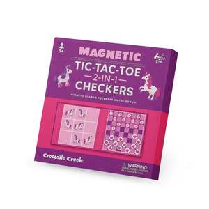 Toys: Croc Creek Magnetic Games - Tic Tac Toe & Checkers - Unicorn