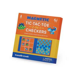 Croc Creek Magnetic Games - Tic Tac Toe & Checkers- Dino